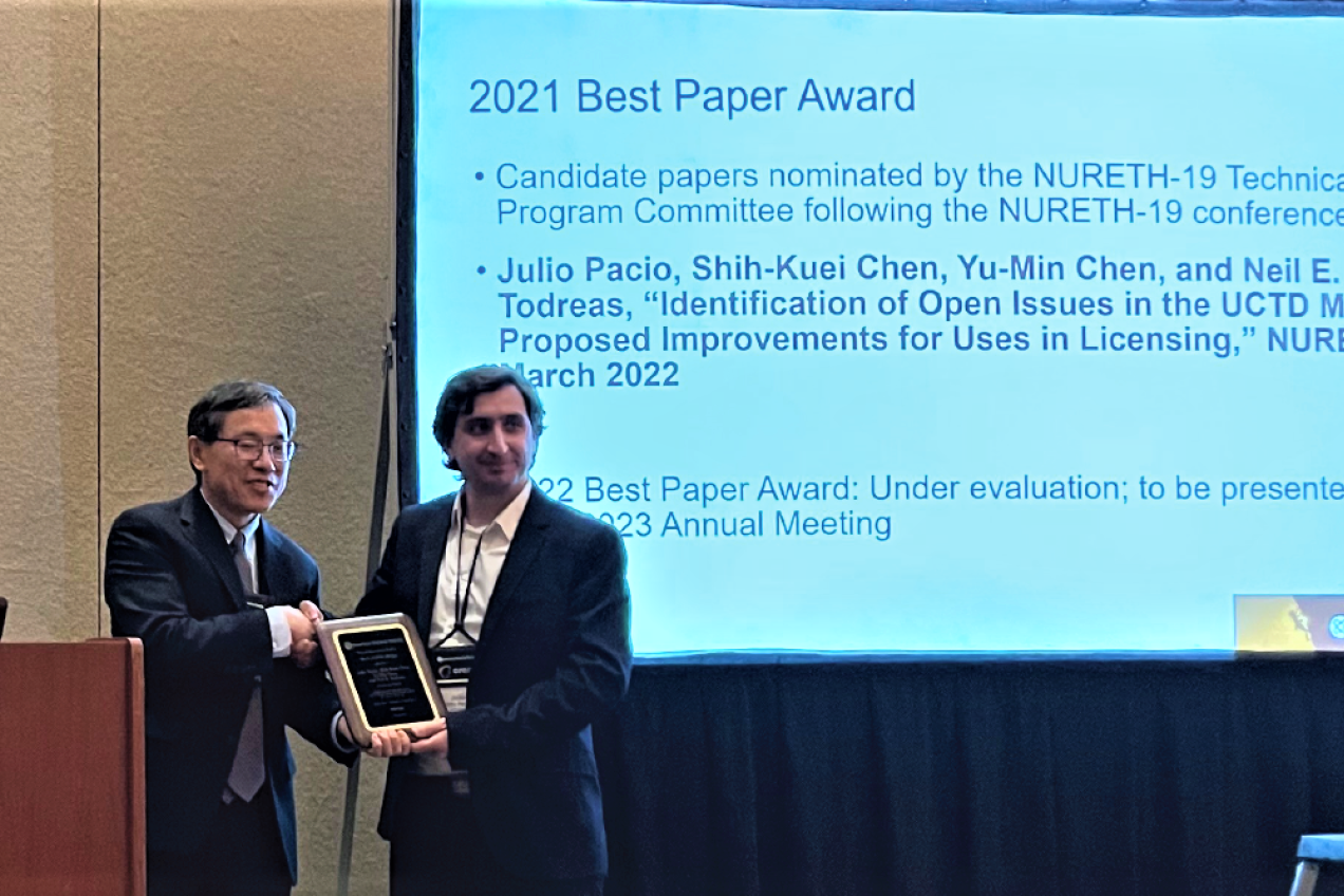 SCK CEN - Julio Pacio - Price American Nuclear Society - Best Paper Award (2022)